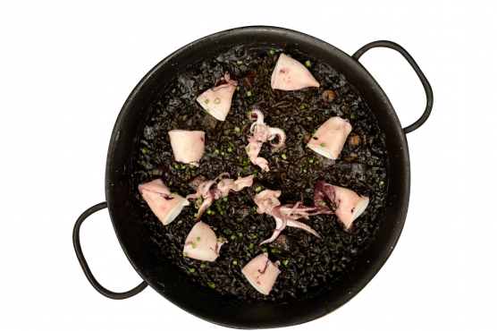 Black rice with cuttlefish and squid